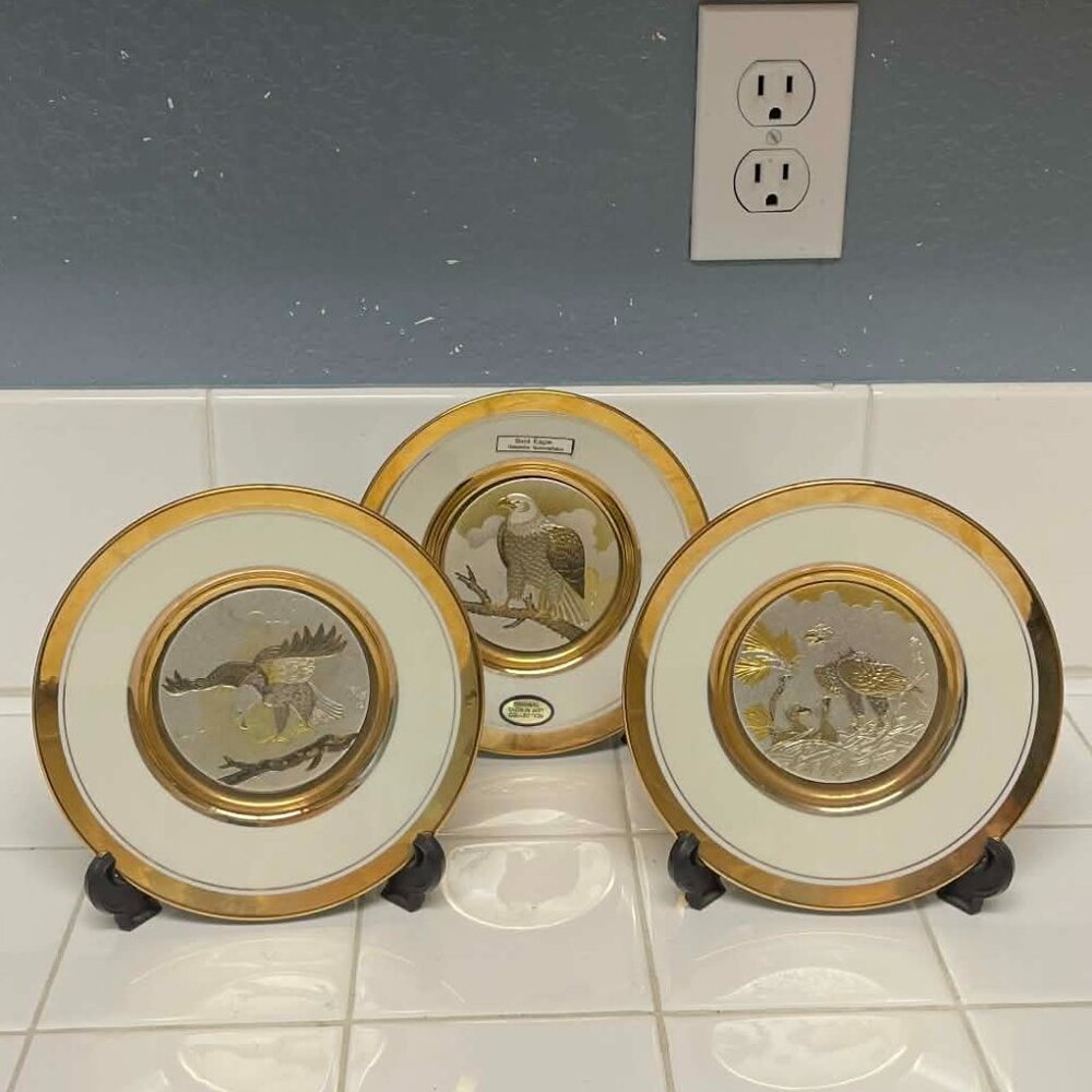 Dynasty Gallery the Art of Chokin bald eagle plates